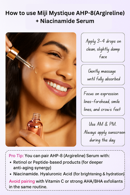 मिजी मिस्टिक AHP-8 (Argireline) पेप्टाइड 10% नियासिनमाइड एंटी-एजिंग सीरम के साथ - 30 मिली