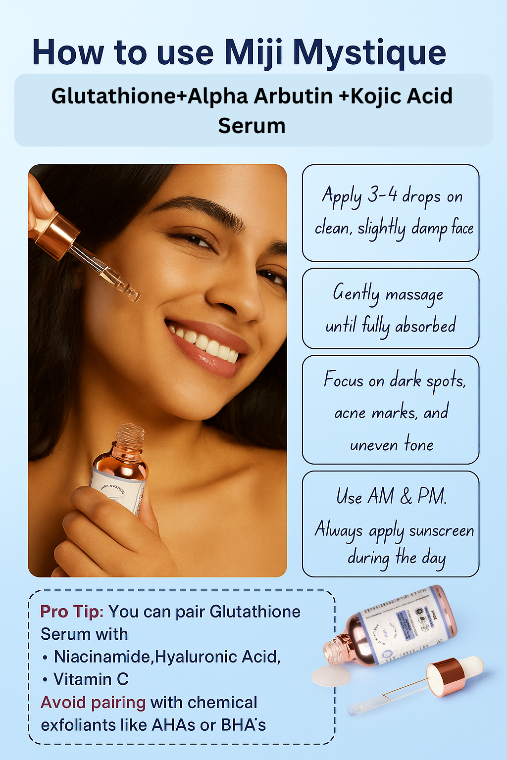 Miji Mystique Glutathione 10% with Kojic Acid & Alpha Arbutin Brightening Serum – 30ml