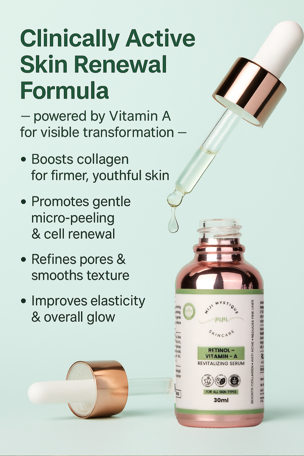 Miji Mystique Retinol (Vitamin A) Revitalizing Serum 2% – For All Skin Types – 30ml