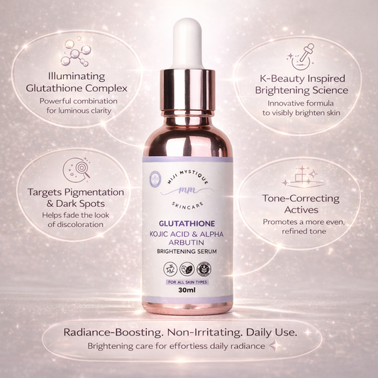 मिजी मिस्टिक ग्लूटाथियोन 10% कोजिक एसिड और अल्फा आर्बुटिन ब्राइटनिंग सीरम के साथ - 30 मि.ली.